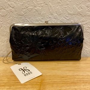 HOBO Lauren Clutch Wallet Black Embossed Floral